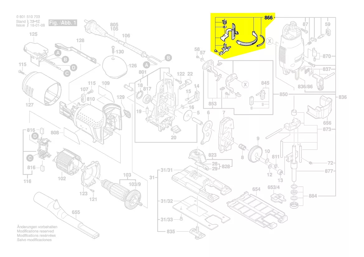 dispositif déverrouillage lame réf. 2 601 990 911 BOSCH